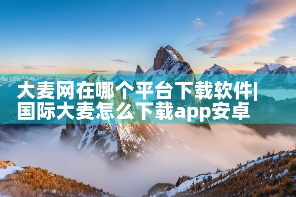 大麦网在哪个平台下载软件