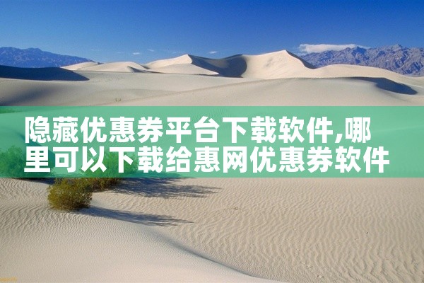 隐藏优惠券平台下载软件