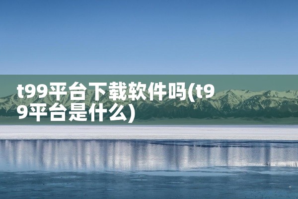 t99平台下载软件吗